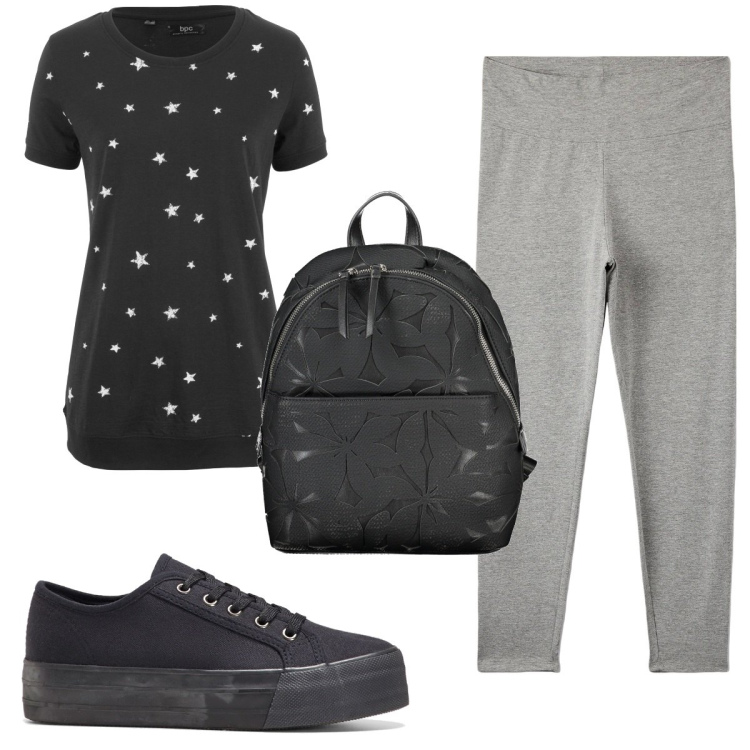 Outfit donna - Total look #1855521. Stile Basic per Sport. Abbinamento con sneakers, maglieria, leggings, zaini.