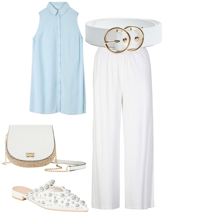 Outfit donna - Total look #1855560. Stile Casual per Tutti i giorni. Abbinamento con pantaloni, borse a tracolla, camicie, ballerine, cinture.