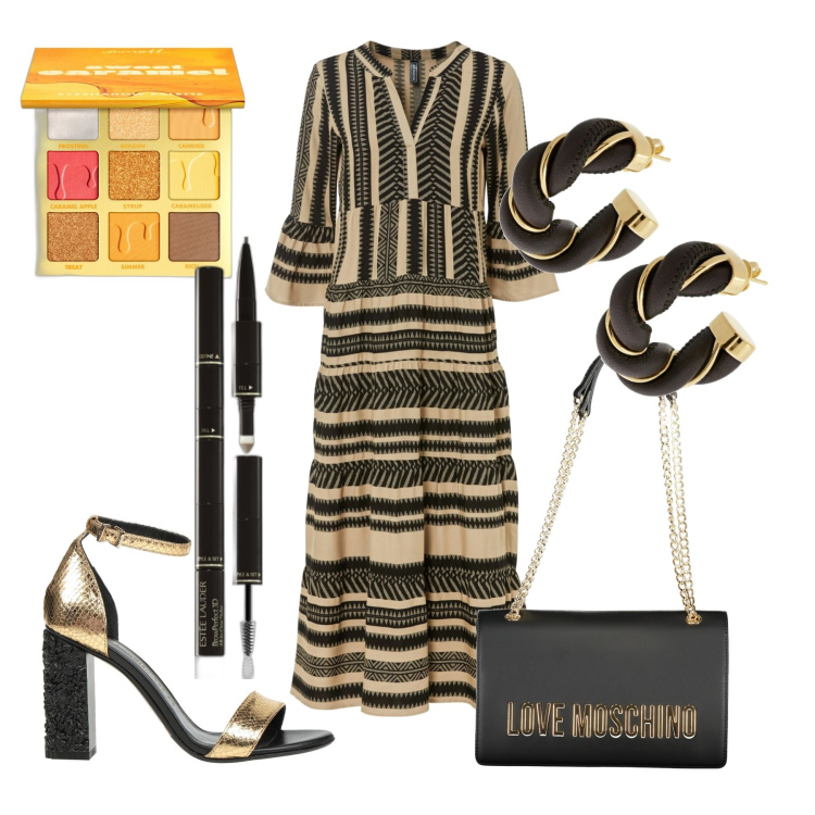 Outfit donna - La tracolla che (forse) non lo è. Stile Boho per Tutti i giorni. Abbinamento con vestiti lunghi, orecchini, sandali in pelle, eyeliner, ombretti, borse a tracolla.
