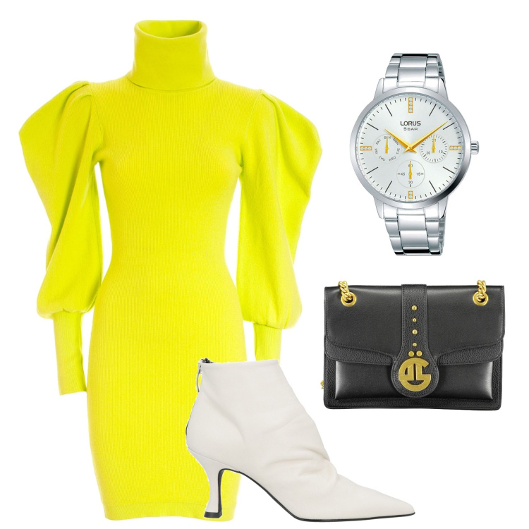 Outfit donna - Total look #1855677. Stile Glamour per Serata fuori. Abbinamento con stivaletti, orologi, vestiti, borse a tracolla.