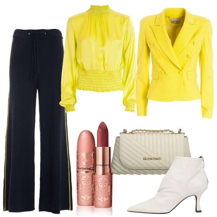 Outfit donna - Total look #1855718. Stile Glamour per Cerimonia. Abbinamento con stivaletti, rossetti, bluse, pantaloni a palazzo, blazer, borse a tracolla.