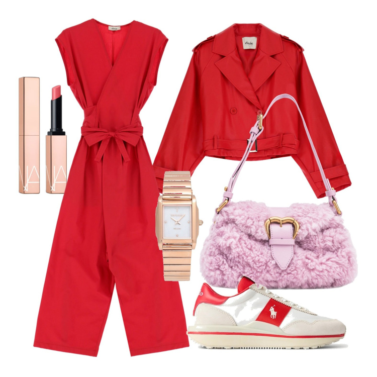 Outfit donna - Ghost outfitter - aprile. Stile Casual chic per Tutti i giorni. Abbinamento con orologi, rossetti, borse a spalla, sneakers, tute, blazer.