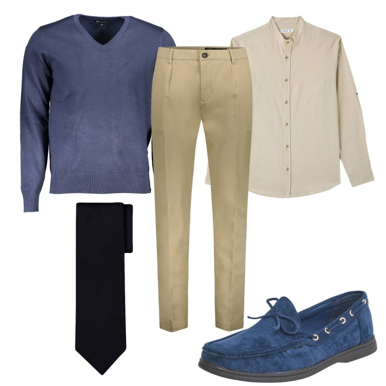 Outfit uomo - Total look #1855841. Stile Trendy per Tutti i giorni. Abbinamento con camicie, scarpe stringate, maglieria, cravatte, pantaloni.