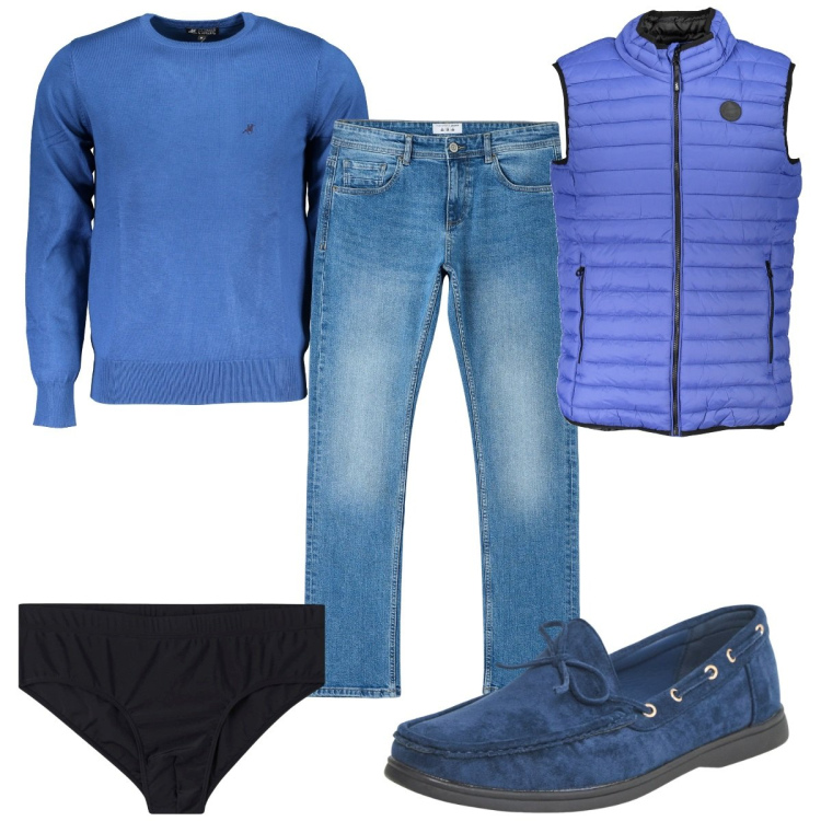 Outfit uomo - Total look #1855847. Stile Trendy per Tutti i giorni. Abbinamento con scarpe stringate, costumi, jeans dritti, maglieria, giacche.