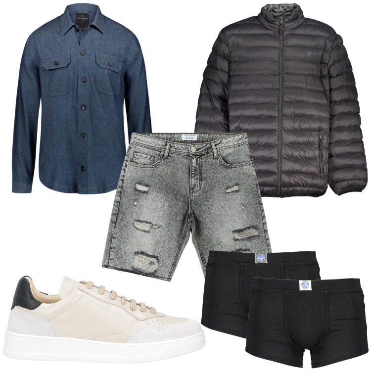 Outfit uomo - Total look #1855849. Stile Trendy per Tutti i giorni. Abbinamento con sneakers, shorts, camicie, giacche, boxer.