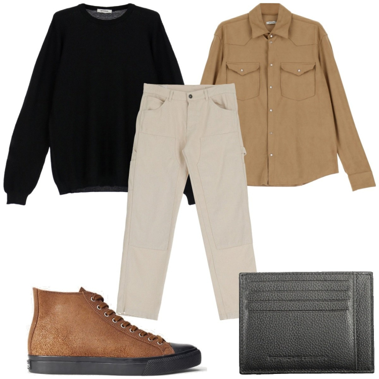 Outfit uomo - Total look #1855866. Stile Casual per Tutti i giorni. Abbinamento con pantaloni, camicie, pullovers, sneakers, portafogli.