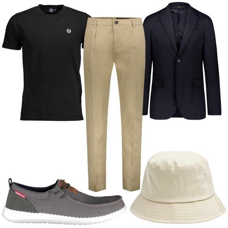 Outfit uomo - Total look #1855873. Stile Trendy per Tutti i giorni. Abbinamento con cappelli, giacche, pantaloni, t-shirt, scarpe stringate.