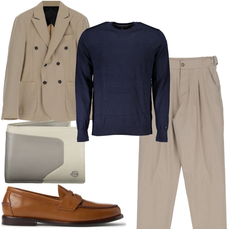 Outfit uomo - Total look #1855880. Stile Business/Elegante per Ufficio. Abbinamento con pantaloni, giacche, scarpe stringate, maglieria, portafogli.