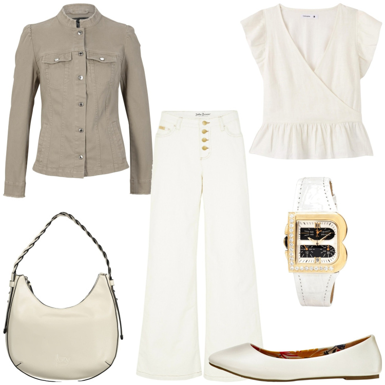 Outfit donna - Puff volumes. Stile Trendy per Tutti i giorni. Abbinamento con ballerine, pantaloni, blazer, orologi, bluse, borse a spalla.