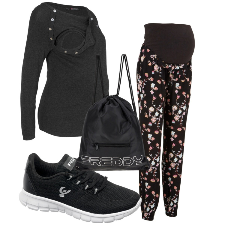 Outfit donna - Total look #1855947. Stile Basic per Tutti i giorni. look ideale per Premaman. Abbinamento con pantaloni, maglieria, zaini, sneakers.
