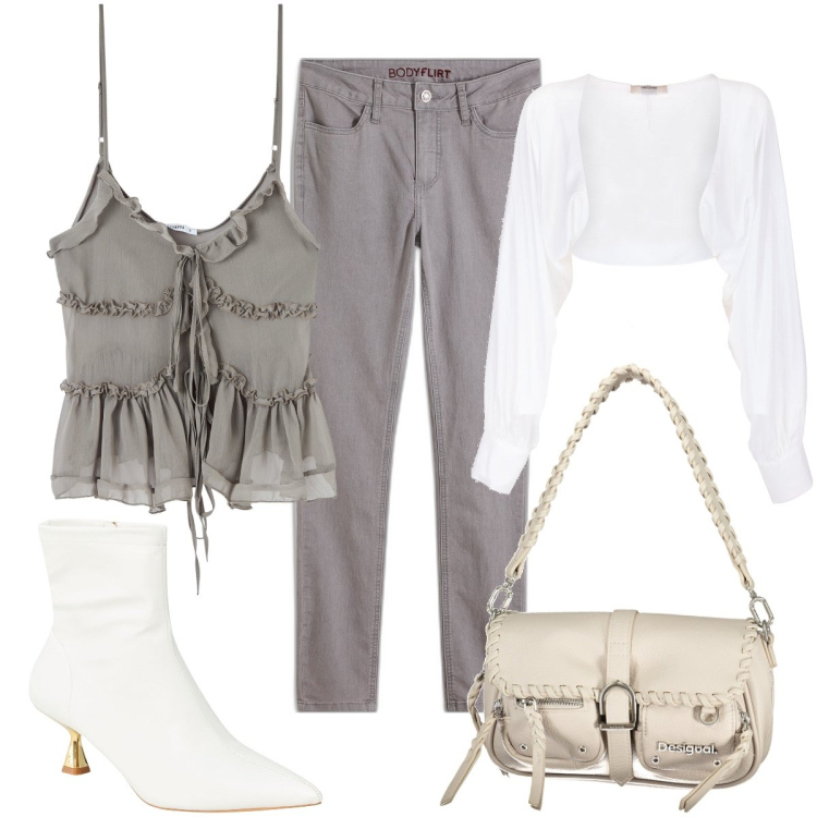 Outfit donna - Total look #1856089. Stile Sexy per Serata fuori. Abbinamento con jeans skinny, top, stivaletti, blazer, borse a spalla.