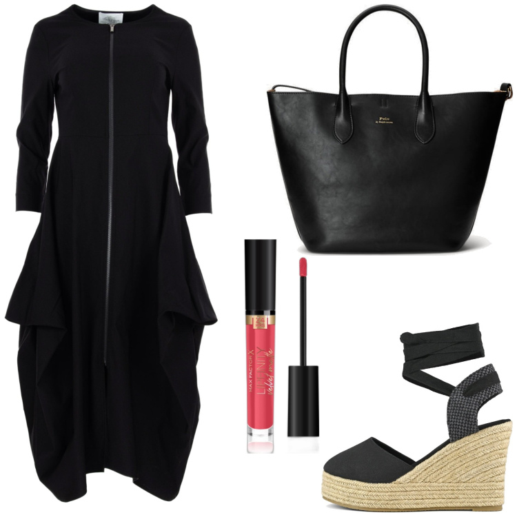 Outfit donna - Pronta in 5 minuti. Stile Trendy per Tutti i giorni. Abbinamento con rossetti, borse tote, vestiti midi/longuette, espadrillas.