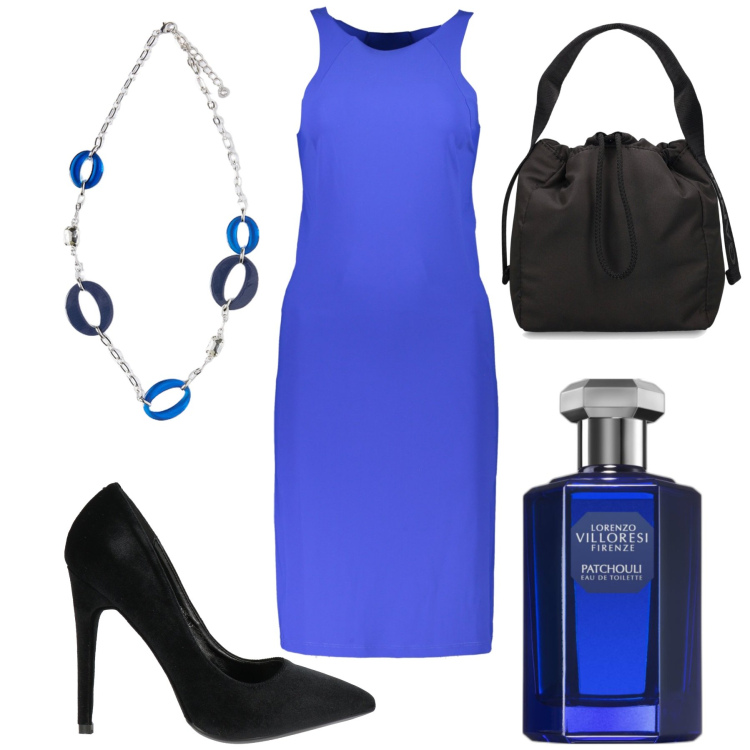 Outfit donna - Il tubino. Stile Glamour per Serata fuori. Abbinamento con décolleté, profumi, ciondoli, vestiti lunghi, borse a mano.