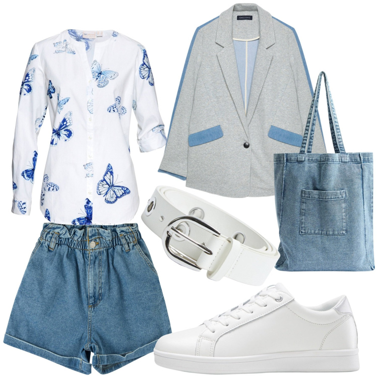 Outfit donna - Gli short più trendy. Stile Trendy per Tutti i giorni. Abbinamento con sneakers, camicie, shorts, shopping bag, cinture, blazer.