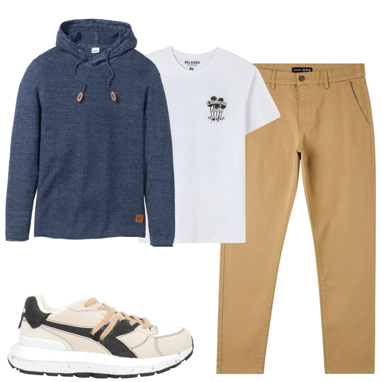 Outfit uomo - Total look #1856699. Stile Urban per Tutti i giorni. Abbinamento con maglieria, sneakers, pantaloni skinny, t-shirt.