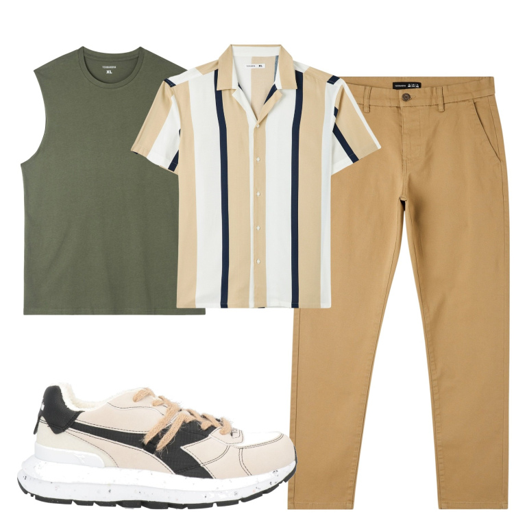 Outfit uomo - Total look #1856768. Stile Casual per Tutti i giorni. Abbinamento con sneakers, pantaloni skinny, t-shirt, camicie a manica corta.