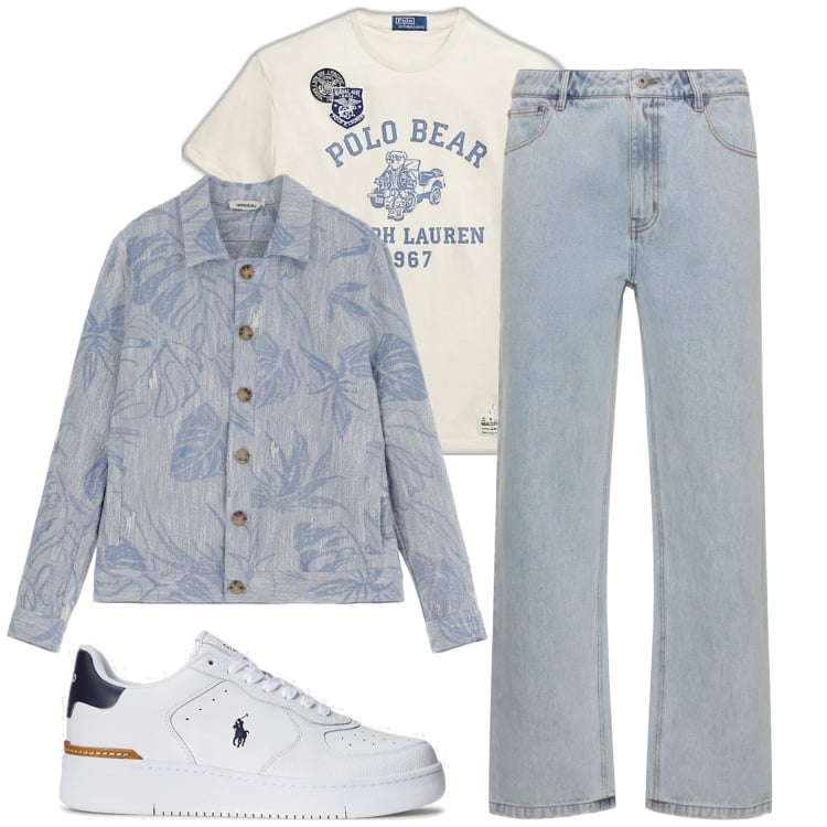Outfit uomo - Basic con stile. Stile Casual per Tutti i giorni. Abbinamento con giacche, sneakers, t-shirt, jeans.