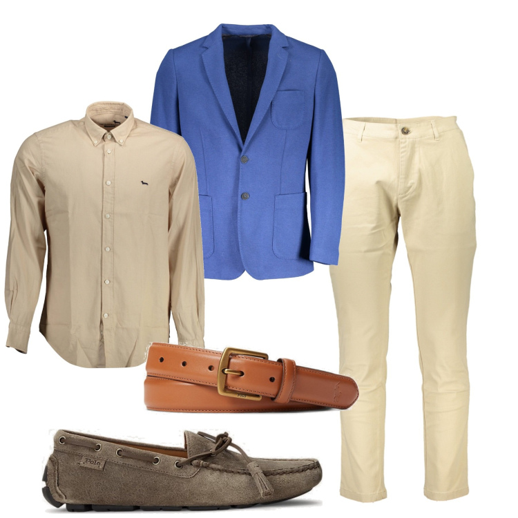 Outfit uomo - Pomeriggio. Stile Casual per Tutti i giorni. Abbinamento con scarpe stringate, cinture, pantaloni, camicie, giacche.