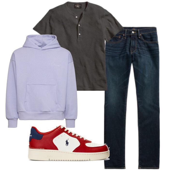 Outfit uomo - Felpa glicine. Stile Urban per Tutti i giorni. Abbinamento con t-shirt, jeans skinny, sneakers, felpe con cappuccio.