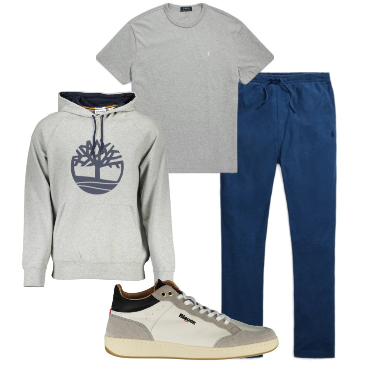 Outfit uomo - L\'ora sportiva. Stile Urban per Sport. Abbinamento con t-shirt, pantaloni, felpe con cappuccio, scarpe sportive.