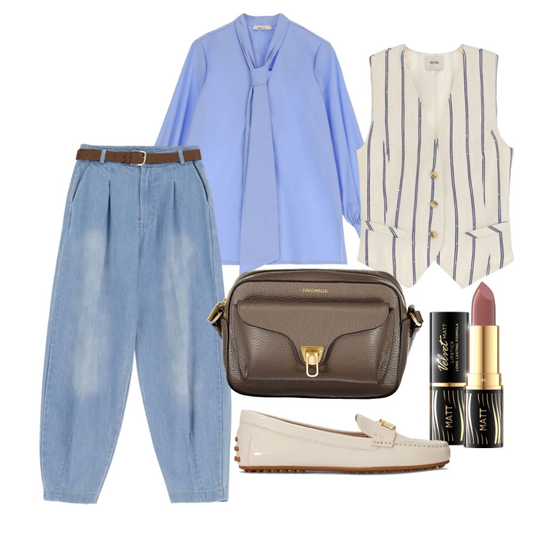 Outfit donna - Ghost outfitter - aprile. Stile Urban per Tutti i giorni. Abbinamento con rossetti, jeans, gilet, camicie, mocassini, borse a tracolla.