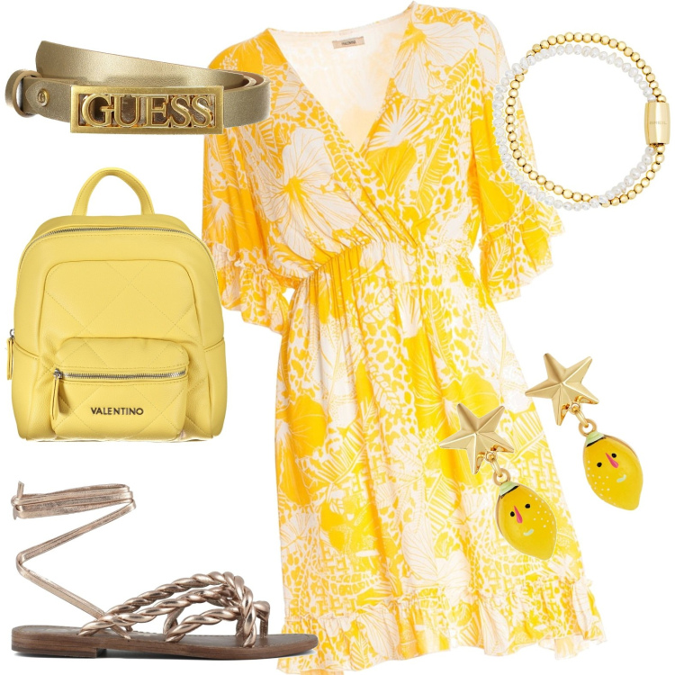 Outfit donna - Total look #1857243. Stile Casual per Tutti i giorni. Abbinamento con orecchini, braccialetti, vestiti, sandali, zaini, cinture.