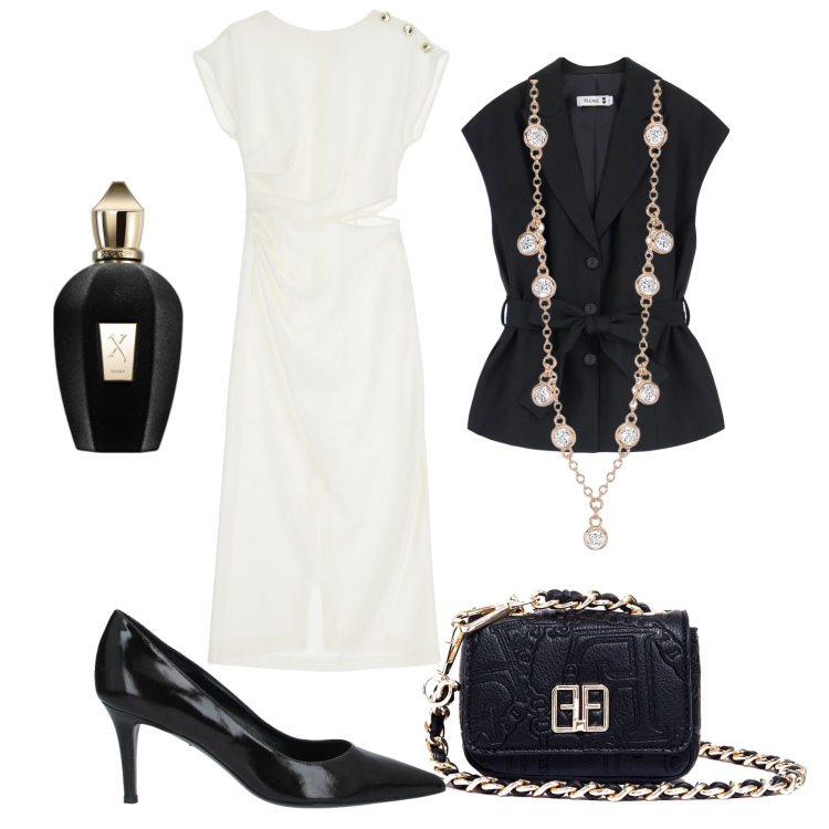 Outfit donna - L’abito cut out con classe. Stile Chic per Serata fuori. Abbinamento con décolleté, profumi, gilet, collane, vestiti midi/longuette, marsupi.