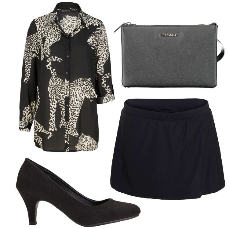 Outfit donna - Total look #1857300. Stile Trendy per Serata fuori. Abbinamento con gonne, décolleté, camicie, borse a tracolla.