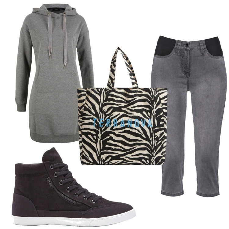 Outfit donna - Total look #1857303. Stile Basic per Tutti i giorni. Abbinamento con vestiti, jeans, sneakers alte, borse tote.