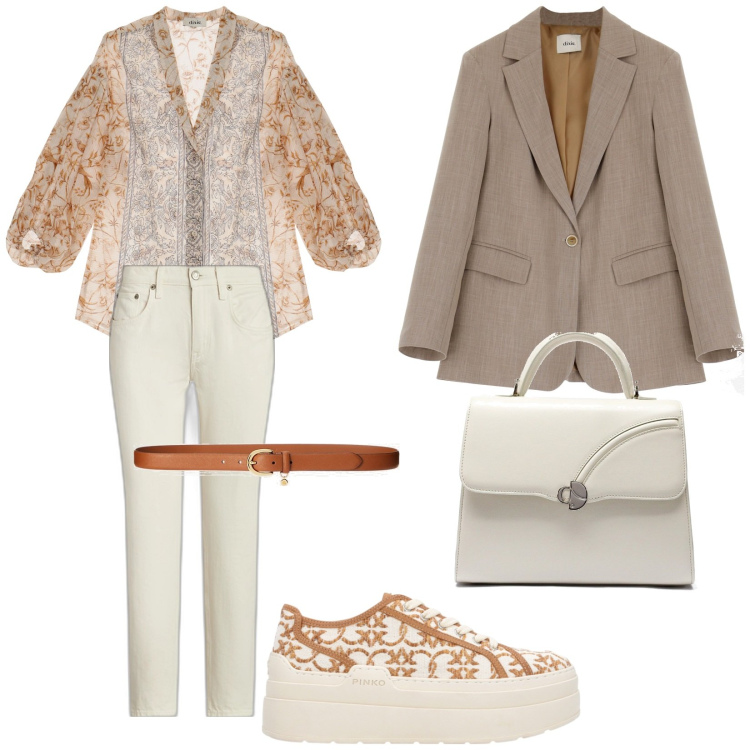 Outfit donna - Total look #1857342. Stile Casual chic per Tutti i giorni. Abbinamento con sneakers, camicie, blazer, cinture, jeans, borse a mano.