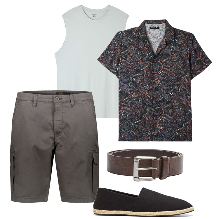 Outfit uomo - Jacquard. Stile Casual per Tutti i giorni. Abbinamento con espadrillas, t-shirt, cinture, camicie a manica corta, bermuda.