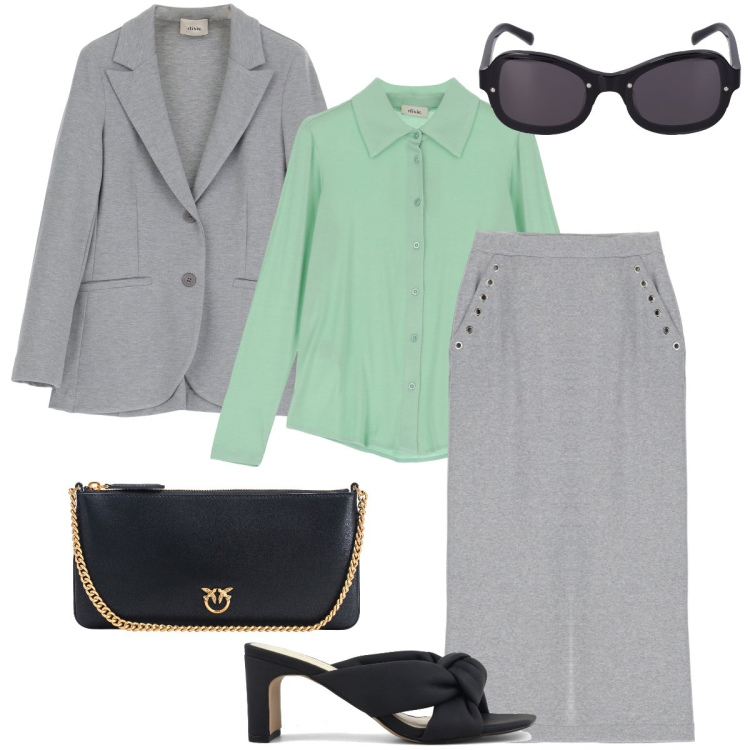 Outfit donna - Decori sulle tasche. Stile Bon Ton per Serata fuori. Abbinamento con borse a tracolla, gonne longuette, blazer, camicie, sandali col tacco, occhiali da sole.