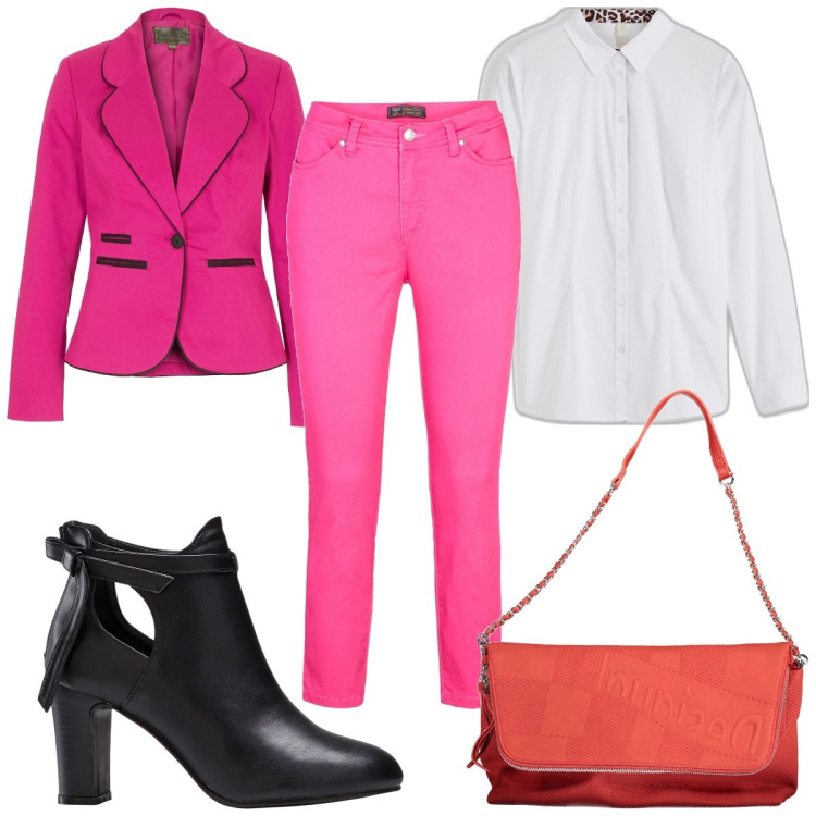 Outfit donna - Total look #1857430. Stile Trendy per Tutti i giorni. Abbinamento con stivaletti, pantaloni, blazer, camicie, borse a mano.