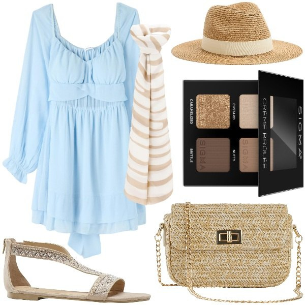 Outfit donna - Speciale Coachella Festival. Stile Casual chic per Serata fuori. Abbinamento con borse a mano, sandali, ombretti, cappelli, vestiti corti, foulard.