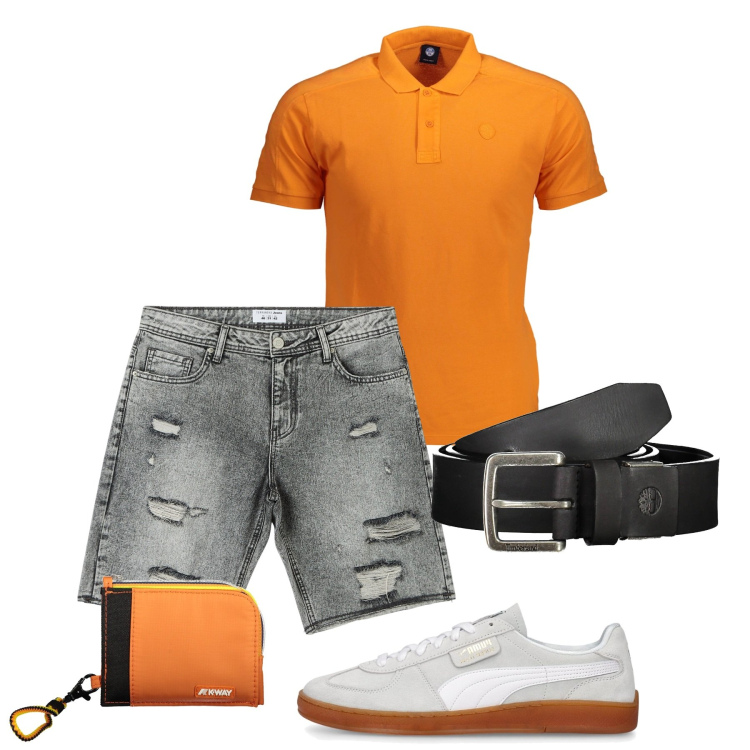 Outfit uomo - Vitaminico. Stile Casual per Tutti i giorni. Abbinamento con shorts, polo, cinture, portafogli, sneakers.