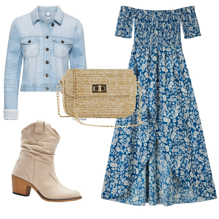 Outfit donna - Ballando il country. Stile Casual per Tutti i giorni. Abbinamento con stivaletti texani, blazer, borse a mano, vestiti lunghi.