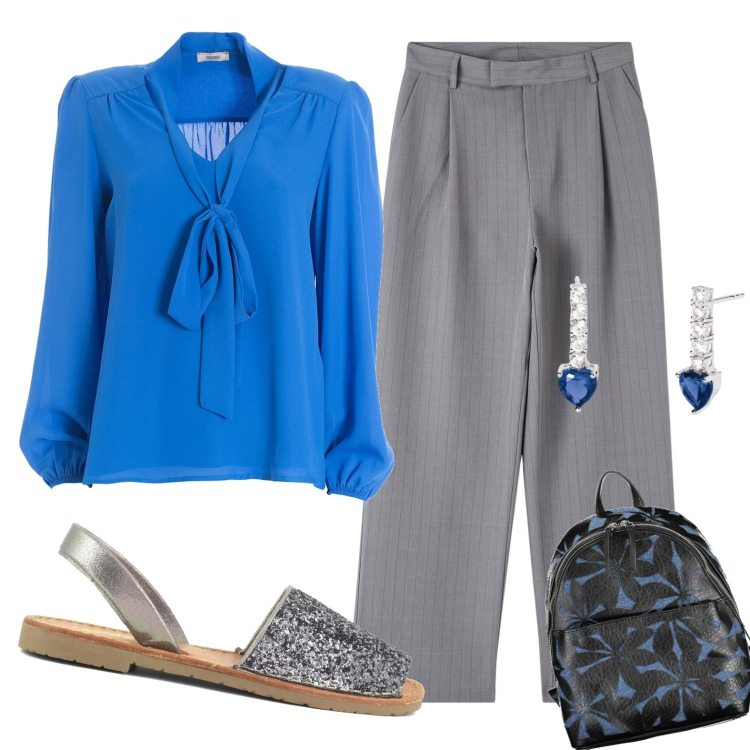 Outfit donna - Puff color cobalto. Stile Casual chic per Serata fuori. Abbinamento con orecchini, pantaloni, bluse, sandali, zaini.