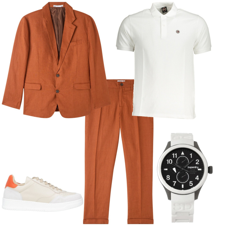 Outfit uomo - Trendy week end serata speciale. Stile Trendy per Serata speciale. Abbinamento con orologi, sneakers, giacche, pantaloni chino, polo.