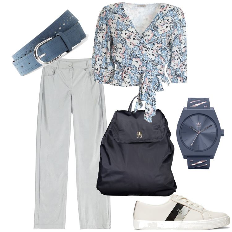 Outfit donna - Total look #1857748. Stile Romantica per Scuola/Università. Abbinamento con cinture, orologi, bluse, pantaloni, sneakers, zaini.