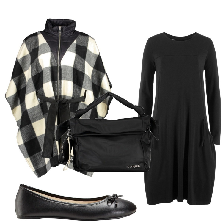 Outfit donna - Total look #1857953. Stile Trendy per Tutti i giorni. Abbinamento con ballerine, vestiti midi/longuette, cappotti, borse a spalla.