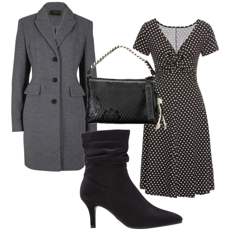 Outfit donna - Total look #1857957. Stile Trendy per Tutti i giorni. Abbinamento con vestiti lunghi, stivaletti, cappotti, borse a spalla.