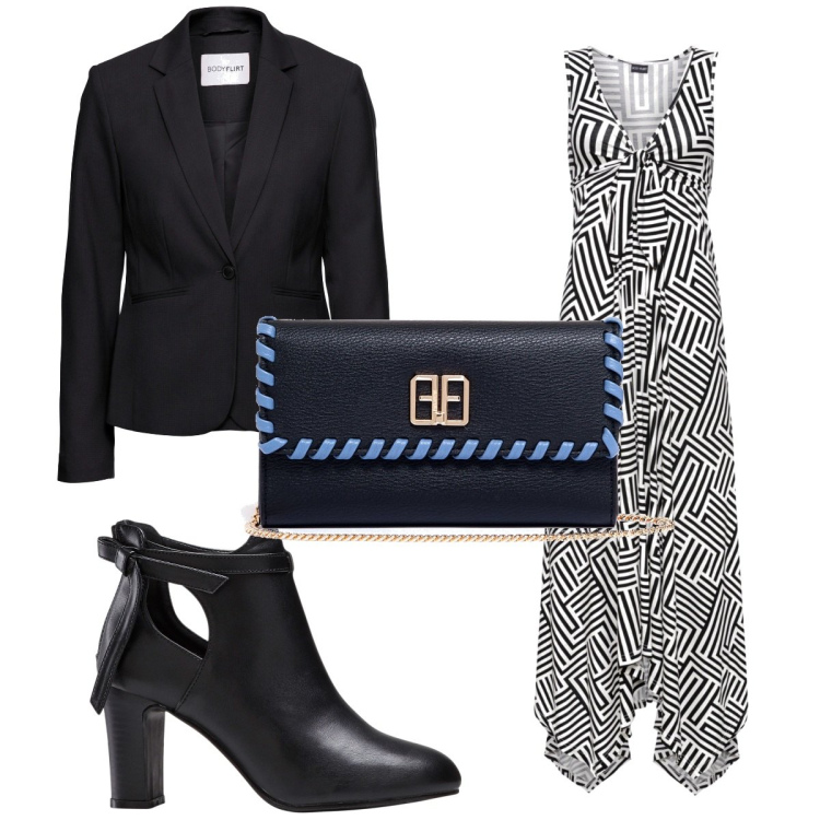 Outfit donna - Total look #1857960. Stile Trendy per Tutti i giorni. Abbinamento con blazer, vestiti, stivaletti, pochette.