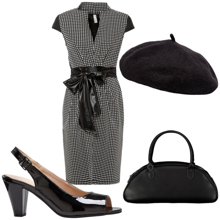 Outfit donna - Total look #1858060. Stile Trendy per Tutti i giorni. Abbinamento con vestiti, décolleté, cappelli e berretti, borse a spalla.