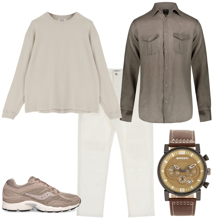 Outfit uomo - Trendy per l ufficio. Stile Trendy per Ufficio. Abbinamento con orologi, pantaloni, felpe, camicie, sneakers.