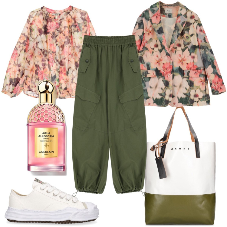 Outfit donna - Total look #1858367. Stile Basic per Tutti i giorni. Abbinamento con profumi, pantaloni, camicie, blazer, shopping bag, sneakers.