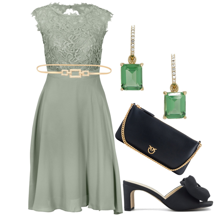 Outfit donna - Cerimonia. Stile Chic per Cerimonia. Abbinamento con vestiti corti, cinture, borse a tracolla, orecchini, sandali col tacco.