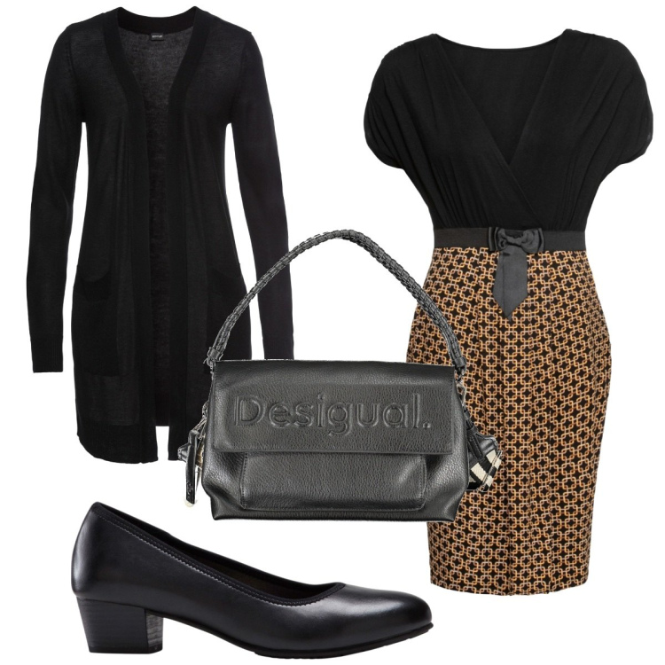 Outfit donna - Total look #1858609. Stile Trendy per Tutti i giorni. Abbinamento con décolleté, cardigans, vestiti, borse a spalla.