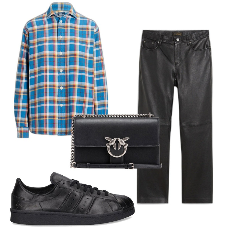 Outfit donna - Total look #1858618. Stile Basic per Tutti i giorni. Abbinamento con pantaloni, borse a tracolla, camicie, sneakers.