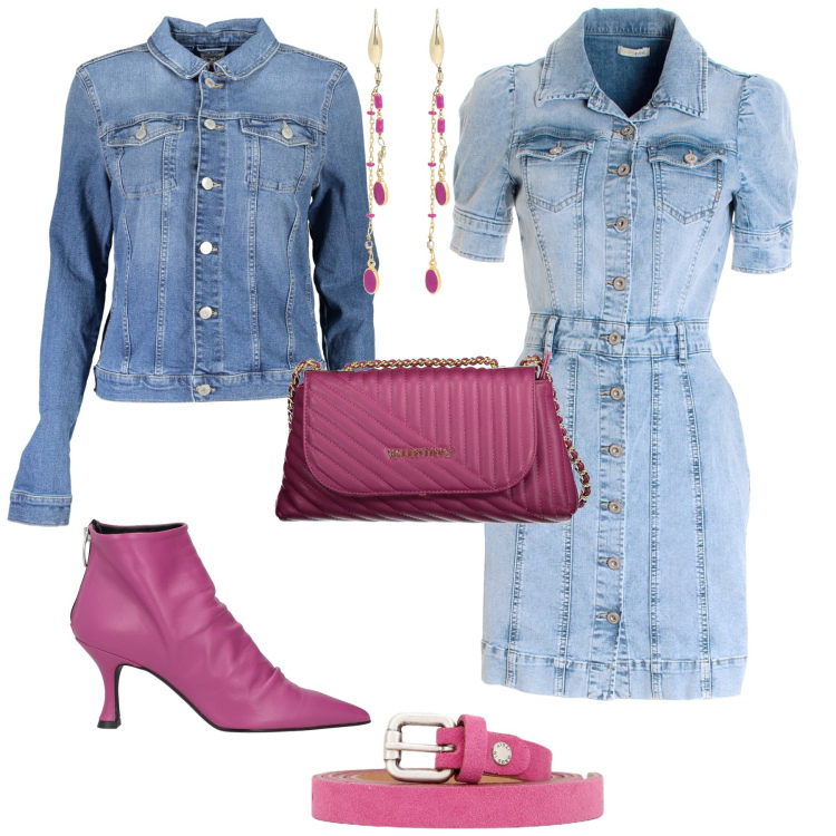 Outfit donna - Sporty chic serata speciale. Stile Sporty chic per Serata fuori. Abbinamento con stivaletti, vestiti chemisier, cinture, orecchini, borse a tracolla, giacche sportive.