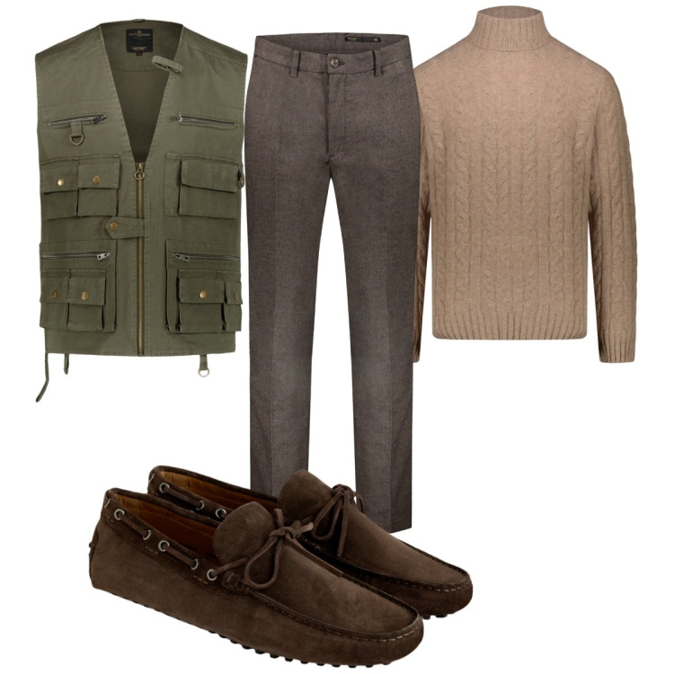 Outfit uomo - Total look #1858846. Stile Trendy per Tutti i giorni. Abbinamento con gilet, scarpe stringate, pantaloni, maglieria.